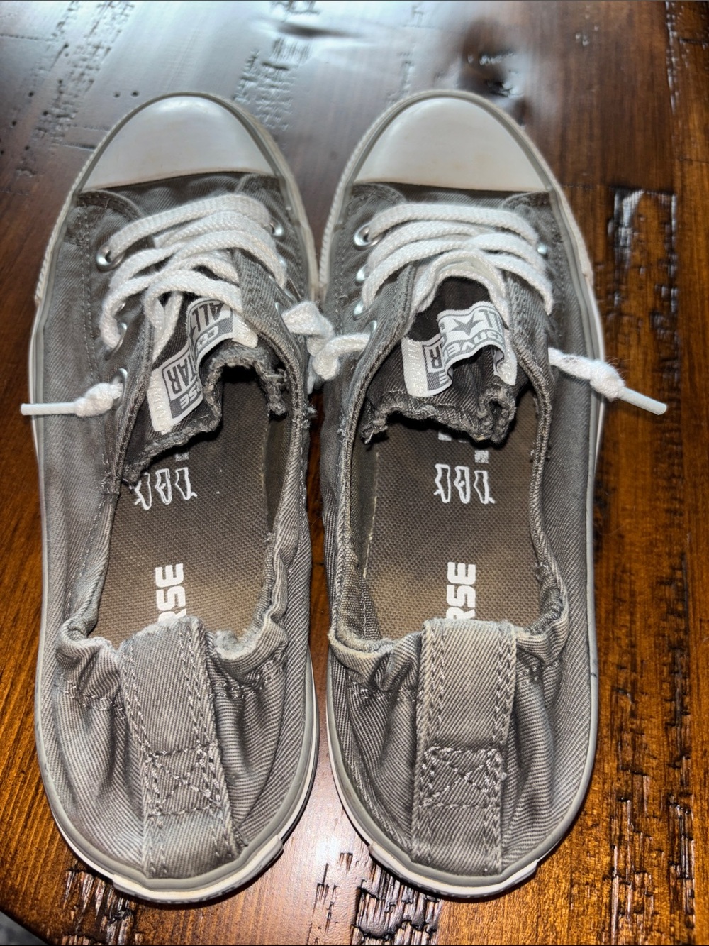 Converse Women's Low Top Canvas Sneakers - Gray and White - Picture 4 of 6